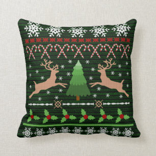 Lustiges Weihnachtsstrickjacke-Feiertags-Ren Kissen