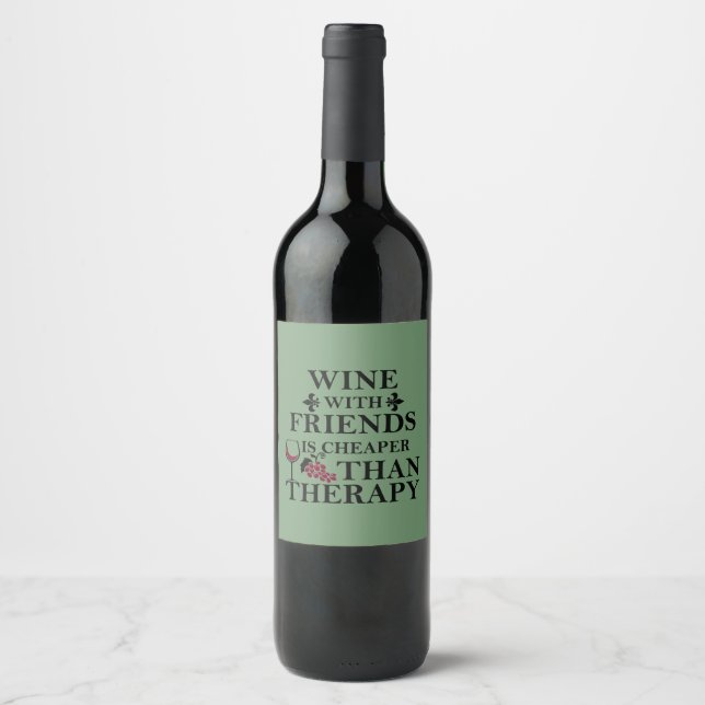 lustiges Weinangebot für Freunde Weinetikett (Vorderseite)