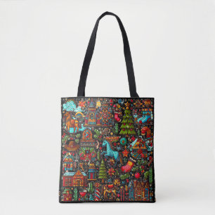 Lustiges Western-Muster Weihnachten Tasche