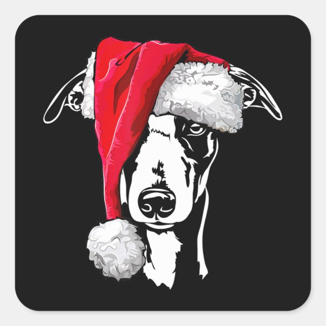 lustiges whippet santa Weihnachtslieder Mama Gesch Quadratischer Aufkleber (Vorderseite)