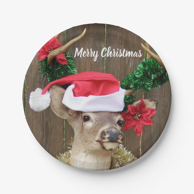 Lustiges Whitetail-Dollar-Rotwild-Weihnachten Pappteller (Vorderseite)