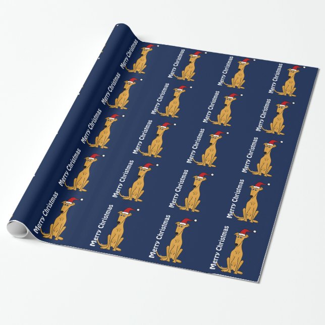 Lustiges Windhund-HundeweihnachtsPackpapier Geschenkpapier (Ungerollt)