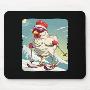 Lustiges Winterhuhn mit Langlaufski-Schuh Mousepad