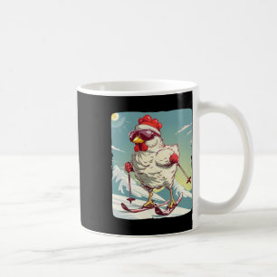 Lustiges Winterhuhn mit Langlaufskischuhen Kaffeetasse