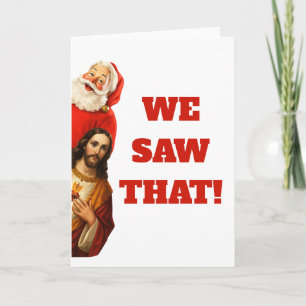 Lustiges „Wir haben das gesehen“ Santa- und Jesus- Karte
