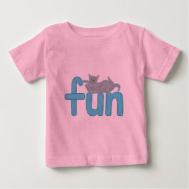 lustiges Wort im Aqua mit spielerischer grauer Kat Baby T-shirt