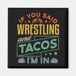 Lustiges Wrestling- und Tacos-Shirt Wrestle Retro Magnet