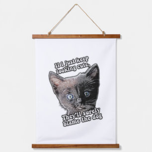 Lustiges wütendes Katzen-Meme für Katzenbesitzer u Wandteppich Mit Holzrahmen