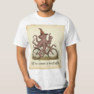 Lustiges Zauberer-Oktopus-Fahrradfahrer-T-Shirt T-Shirt