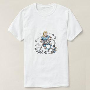 Lustiges Ziel Vakuum Fußball Cartoon – Torschütze  T-Shirt