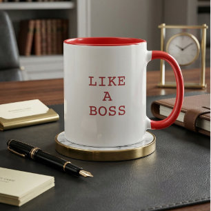 Lustiges Zitat wie ein Boss Zweifarbiges Kaffeetas Tasse