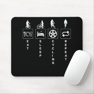 Lustiges Zitat zum Radfahren Essen Schlafen Wieder Mousepad