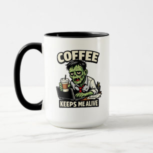 Lustiges Zombie-Coffee-T-Shirt – Kaffee hält mich  Tasse