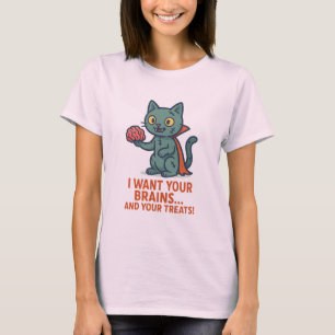Lustiges Zombie-Katze Halloween T-Shirt