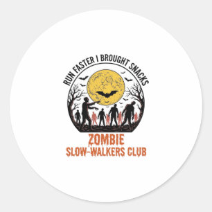 Lustiges Zombie-Shirt mit eingraviertem Mond und d Runder Aufkleber