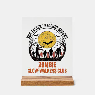 Lustiges Zombie-Shirt mit graviertem Mond und dunk Acrylschild