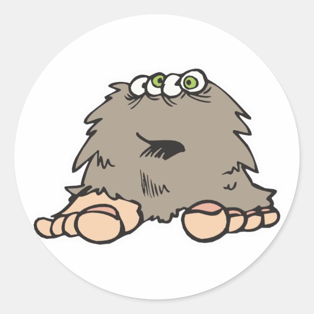 lustiges Zorngruselmonster Runder Aufkleber (Vorderseite)