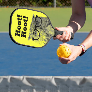 Lustigste Eule mit schwarzer Brille Pickleball Schläger
