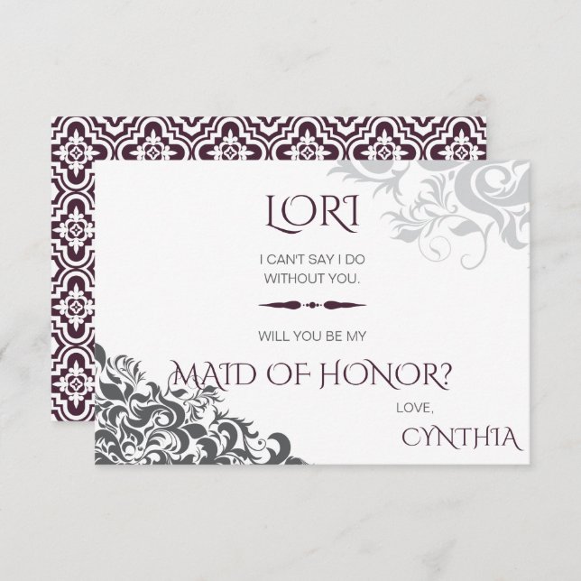 Lustre Baroque Plum Invitation de mariage (Devant / Derrière)