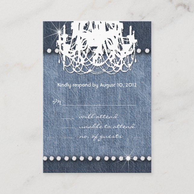 Lustre de carte de réponse Mariage Denim n Diamond (Devant)