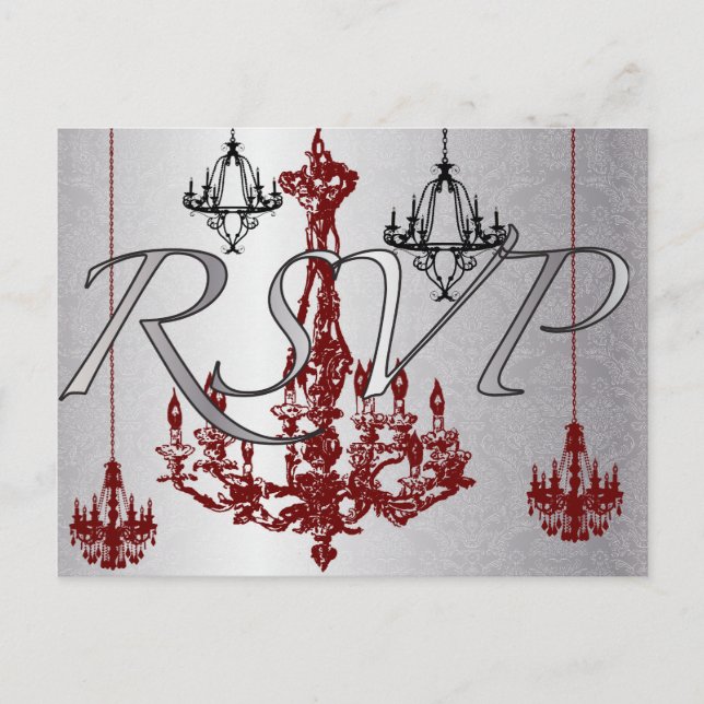 Lustre rouge et noir - Carte RSVP (Devant)