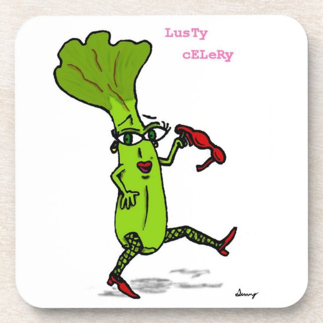 Lusty Celery Untersetzer - Set von 6 Jahren (Vorderseite)