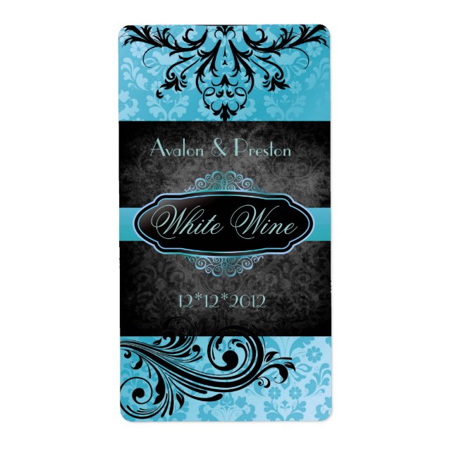 Lusziale Vintage Aquamarine Scroll Hochzeitsweinma (Vorne)