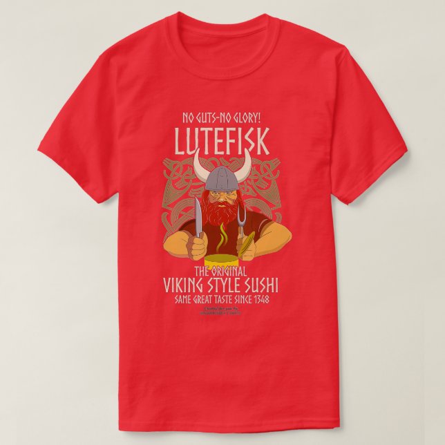 Lutefisk Design Original Viking Sushi Funny Lutefi T-Shirt (Design vorne)