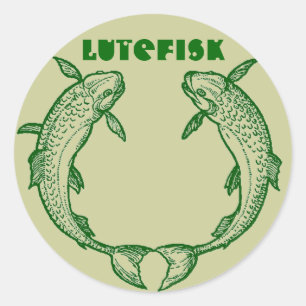 Lutefisk Fish Canning Jar STICKERS! Kalamojakka Runder Aufkleber