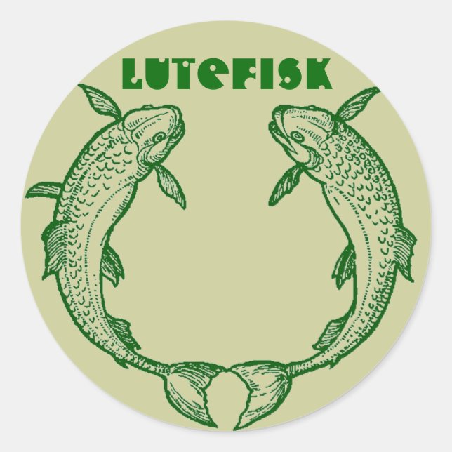 Lutefisk Fish Canning Jar STICKERS! Kalamojakka Runder Aufkleber (Vorderseite)