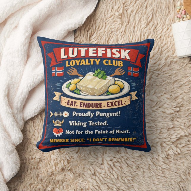Lutefisk Loyalty Club Norwegian Throw Pillow Kissen (Decke)