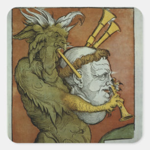 Luther als die Dudelsäcke des Teufels, c.1535 Quadratischer Aufkleber
