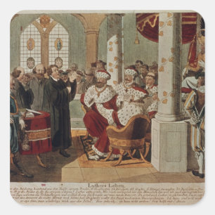 Luther bei der Ernährung von Würmern Quadratischer Aufkleber