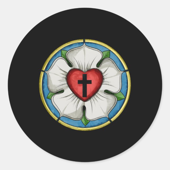Luther Rose Siegel Lutheran Symbol Christlich Cros Runder Aufkleber (Vorderseite)