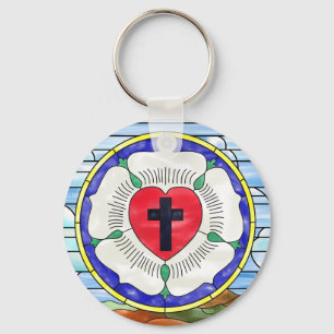 Luther Rose Stached Glass Basic Button Schlüsselan Schlüsselanhänger