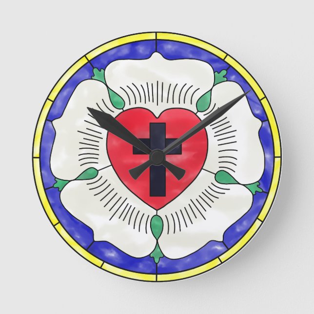Luther Rose Tissu Verre Rond Horloge (Recto)