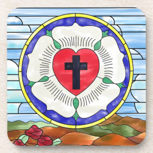 Lutherrose-Buntglasfenster Untersetzer