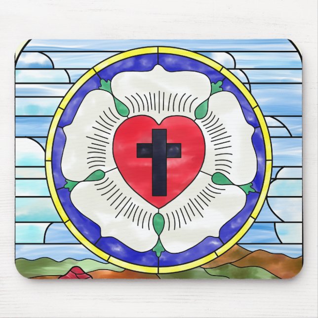 Lutherrose Glas-Mauspad Mousepad (Vorne)