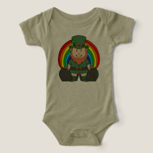 Lutin chanceux avec pot d'or arc-en-ciel