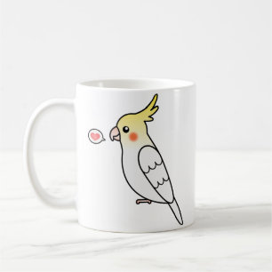 Lutino Cartoon Cockatiel Parrot Bird Liebe Kaffeetasse