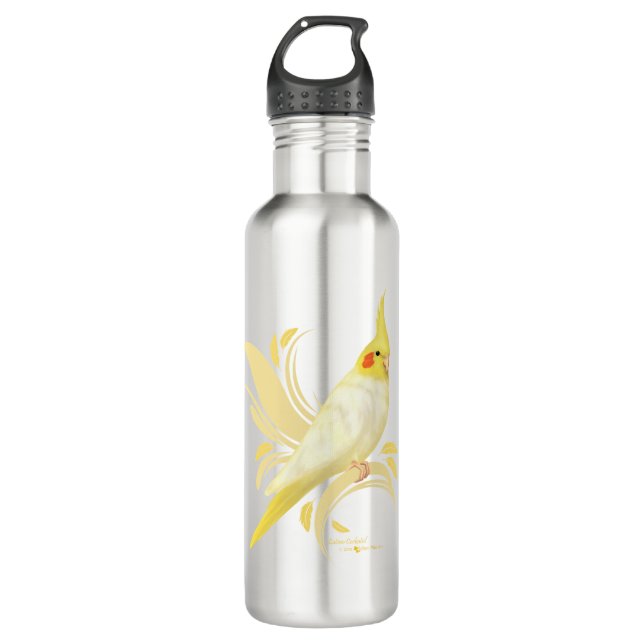 Lutino Cockatiel Edelstahlflasche (Vorderseite)