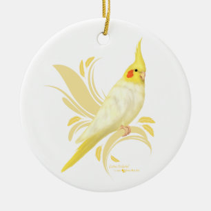 Lutino Cockatiel Keramikornament