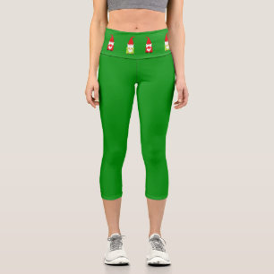 Lutins de Noël sur leggings verts capri