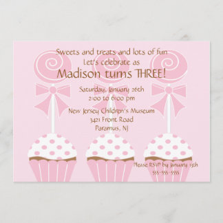 Lutscher-u. Kuchen-Geburtstags-Einladung Einladung