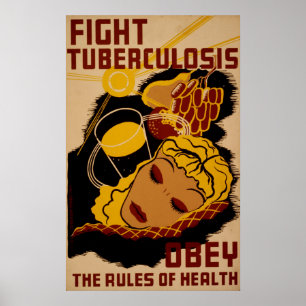 Lutter contre la tuberculose Poster santé WPA Vint
