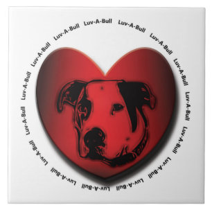 Luv-A-Bull American Bulldog Pit Bull Heart Fliese