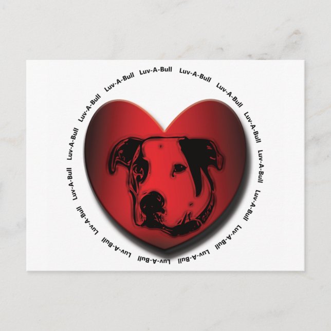 Luv-A-Bull American Bulldog Pit Bull Heart Postkarte (Vorderseite)