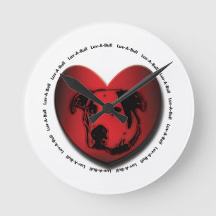 Luv-A-Bull American Bulldog Pit Bull Heart Runde Wanduhr
