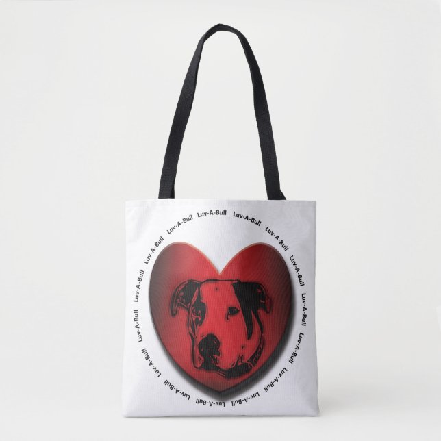 Luv-A-Bull American Bulldog Pit Bull Heart Tasche (Vorderseite)