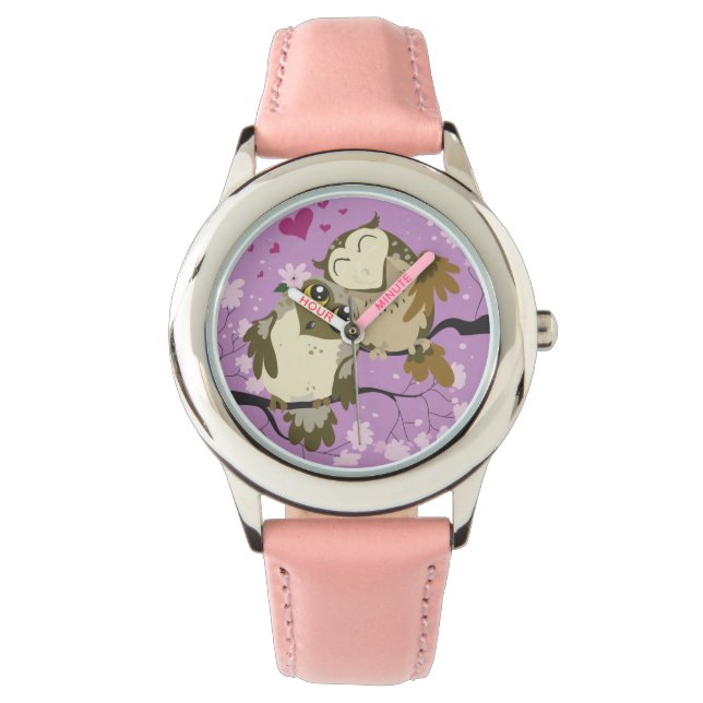 Luv Bird Owls Armbanduhr (Vorderseite)